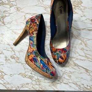 6.5 floral cork heels